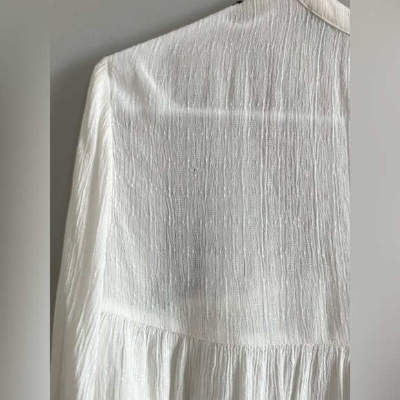 M&S White Bohemian Hippie Flowy Long Sleeve Blouse Embroidered - Picture 6 of 15